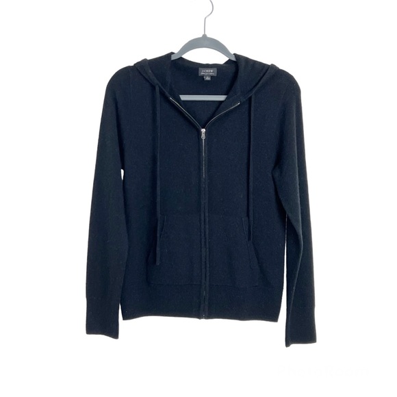 J. Crew Sweaters - J. Crew Cashmere Zip Hoodie Sweater Jacket Medium Black